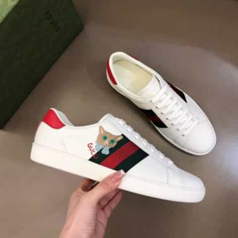 Gucci古驰 经典双G字母交织图案G家经典彩色帆布小白鞋