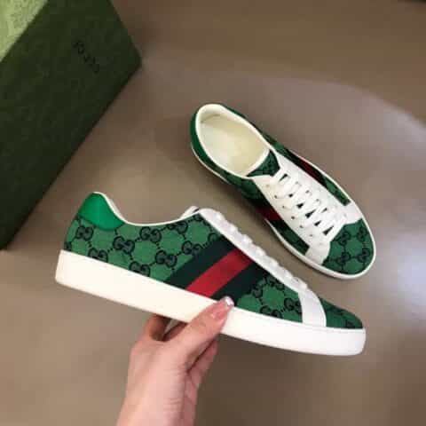 Gucci古驰 经典双G字母交织图案G家经典彩色帆布小白鞋