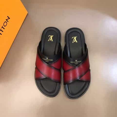 LV/路易威登 进口厚实牛皮大底高端真皮大底男士拖鞋