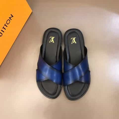 LV/路易威登 进口头层高端真皮大底男士拖鞋