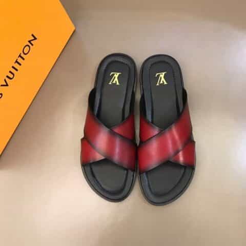 LV/路易威登 进口头层高端真皮大底男士拖鞋