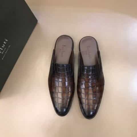 Berluti伯鲁提 进口头层牛皮高端男士半拖