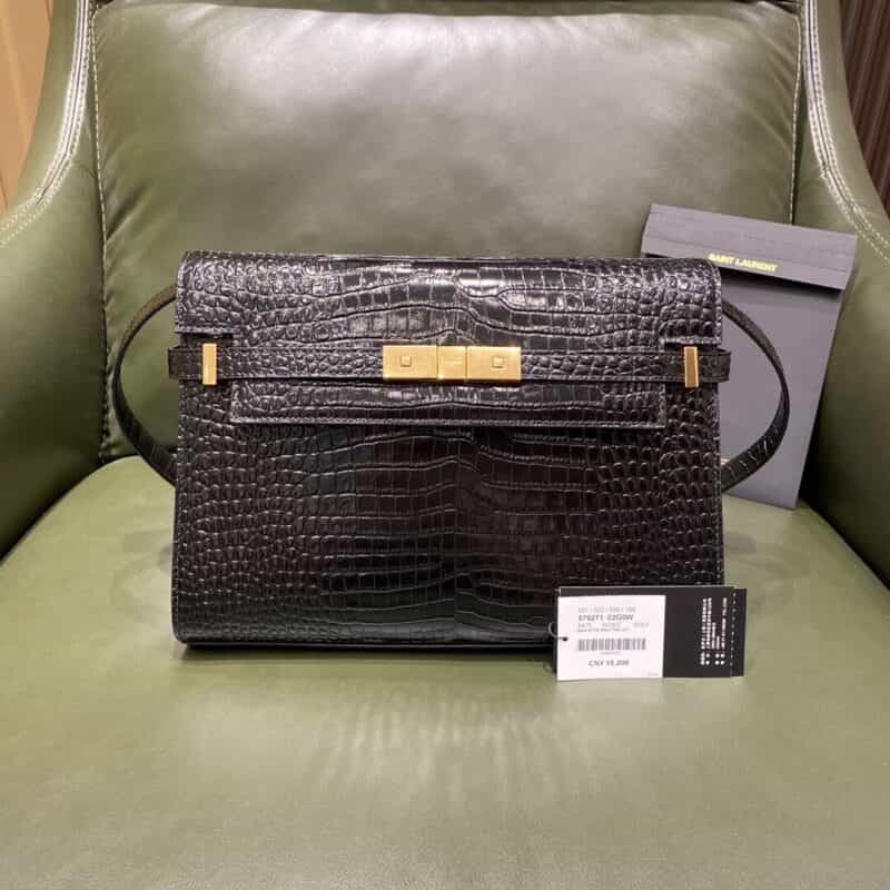 Saint laurent Ysl Manhattan曼哈顿法棍包 579271黑色鳄鱼纹金扣