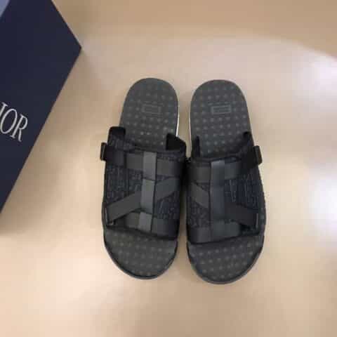 Dior迪奥 经典黑色Dior Oblique 提花高端男士沙滩拖鞋