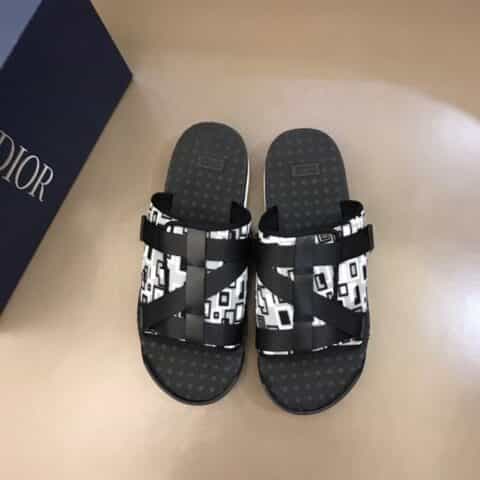 Dior迪奥 经典黑色Dior Oblique 提花高端男士沙滩拖鞋