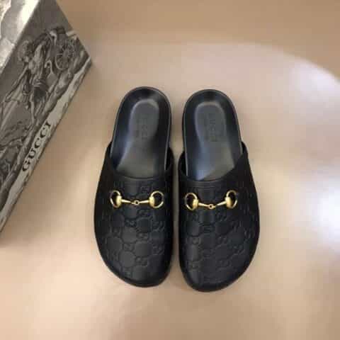 Gucci古驰 经典马衔扣G家夏季男士沙滩拖鞋