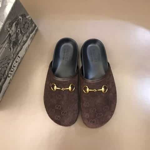 Gucci古驰 经典马衔扣G家夏季男士沙滩拖鞋