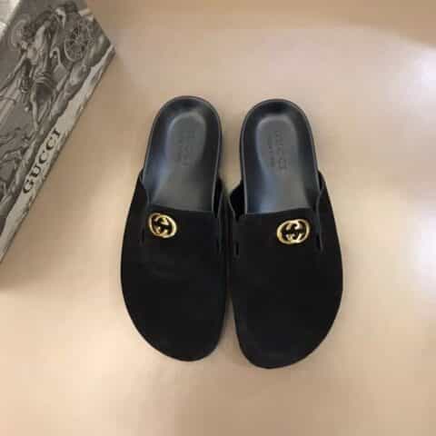 Gucci古驰 经典马衔扣G家夏季男士沙滩拖鞋
