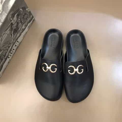 Gucci古驰 经典马衔扣G家夏季男士沙滩拖鞋