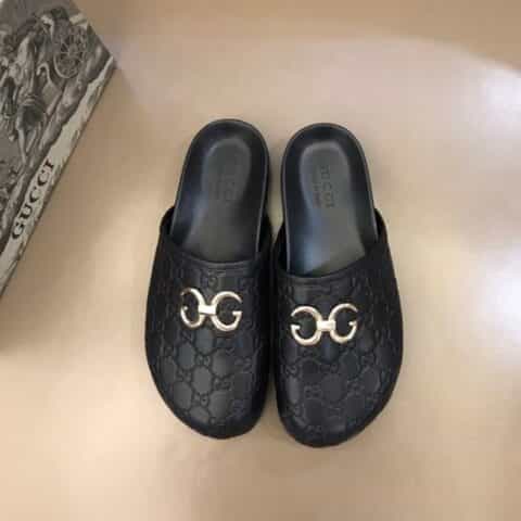 Gucci古驰 经典马衔扣G家夏季男士沙滩拖鞋