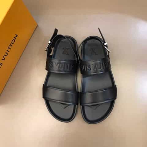LV/路易威登 头层牛皮材质L 牌奢品男士拖鞋