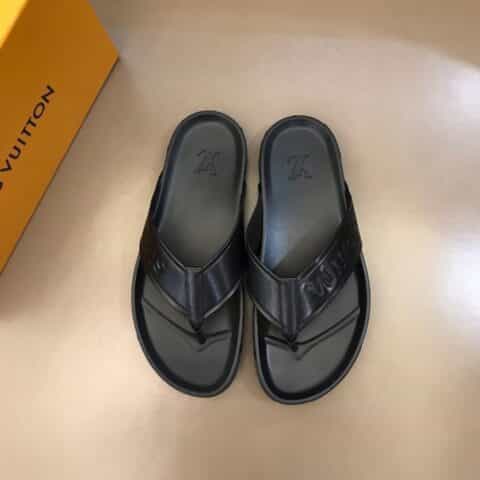 LV/路易威登 头层牛皮材质L 牌奢品男士拖鞋