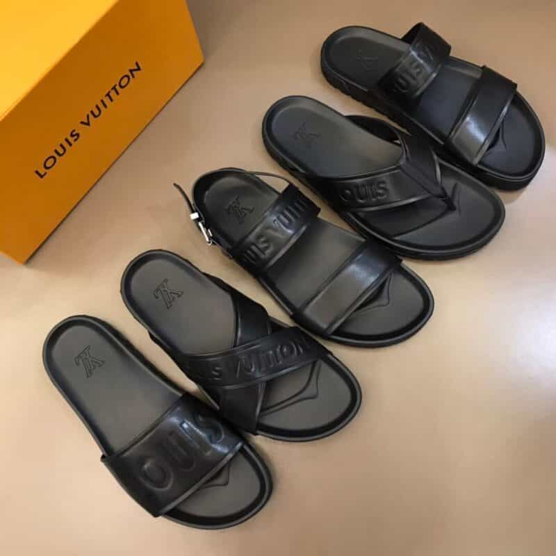 LV/路易威登 头层牛皮材质L 牌奢品男士拖鞋