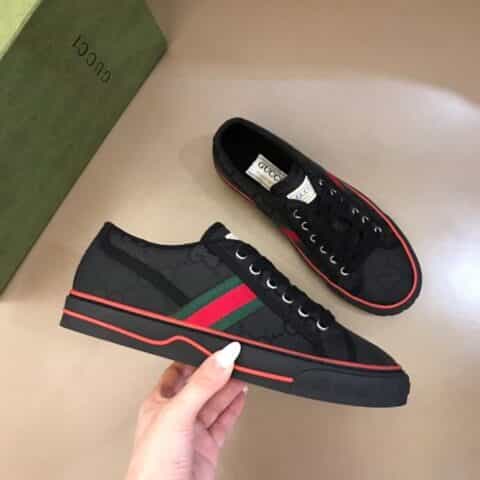 GUCCI古驰 G家 Tennis 1977系列,情侣GG运动帆布鞋
