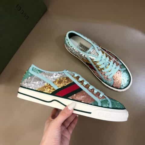 GUCCI古驰 G家 Tennis 1977系列,情侣GG运动帆布鞋