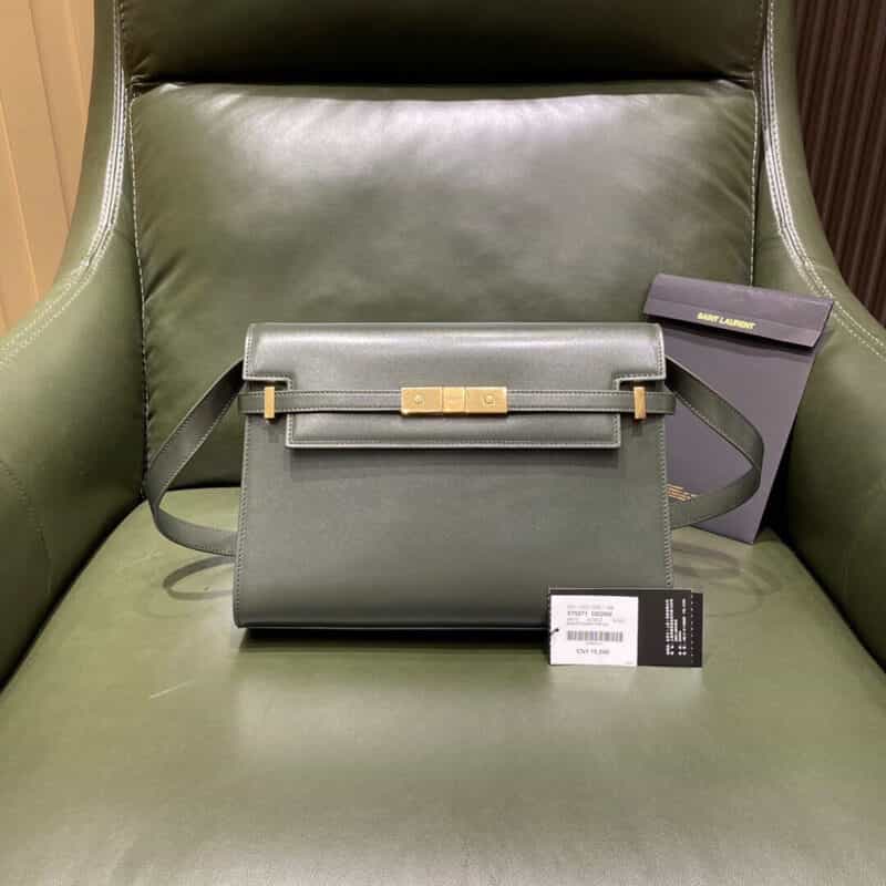Saint laurent Ysl Manhattan暗绿色牙签纹曼哈顿法棍包579271