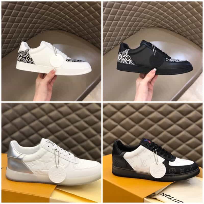 LV/路易威登 经典L印花帆布面拼接白色头层牛皮男士高端休闲运动鞋