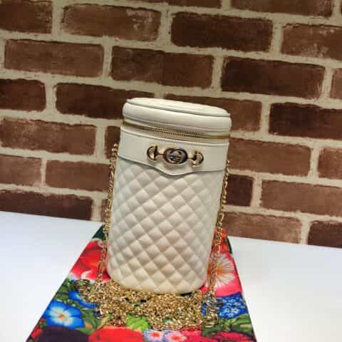 GUCCI古驰绗缝牛皮链条圆筒化妆包572298