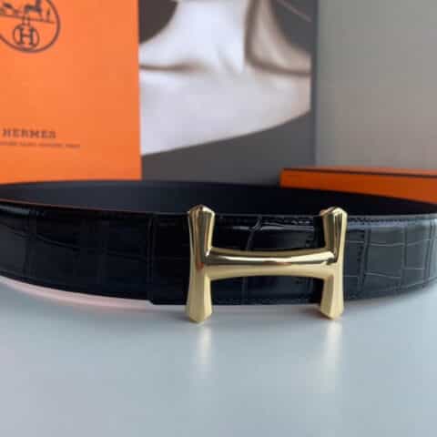hermes爱马仕   精钢H鸡腿扣&进口牛皮压制鳄鱼纹38mm