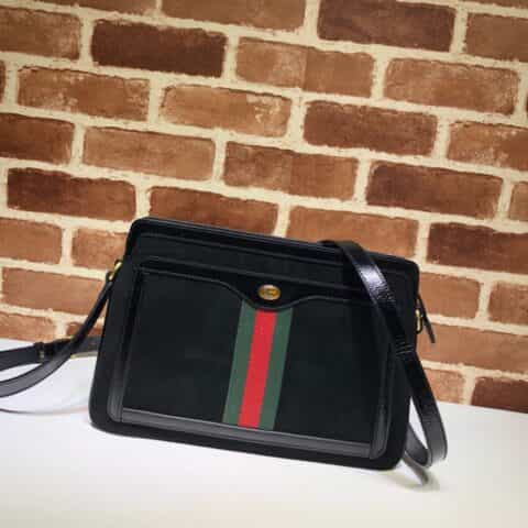 GUCCI古驰栗色磨砂皮中号肩背包523354