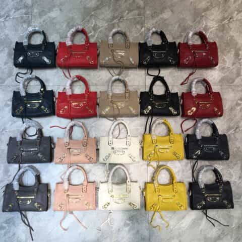 Balenciaga巴黎世家原版山羊皮配银边机车包008