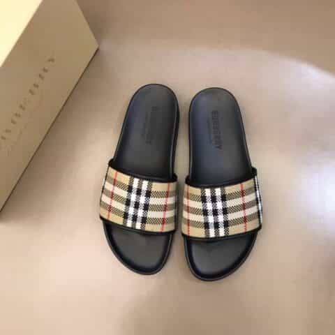 Burberry巴宝莉 纯棉格纹帆布高端精品B家经典男士拖鞋