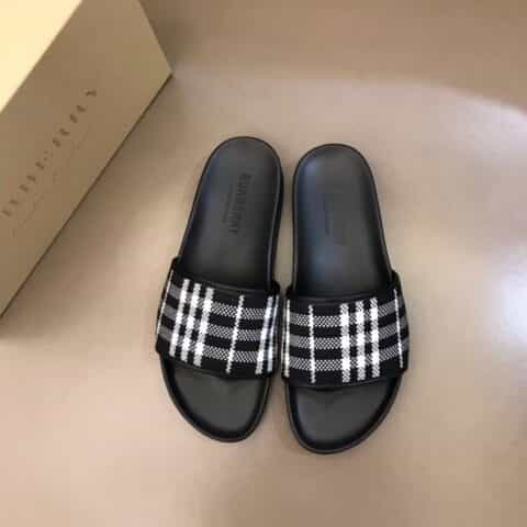 Burberry巴宝莉 纯棉格纹帆布高端精品B家经典男士拖鞋