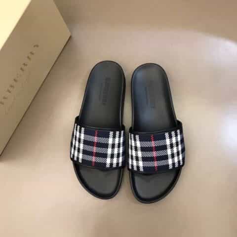 Burberry巴宝莉 纯棉格纹帆布高端精品B家经典男士拖鞋