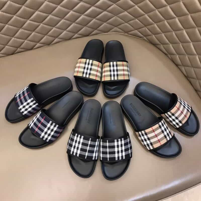 Burberry巴宝莉 纯棉格纹帆布高端精品B家经典男士拖鞋
