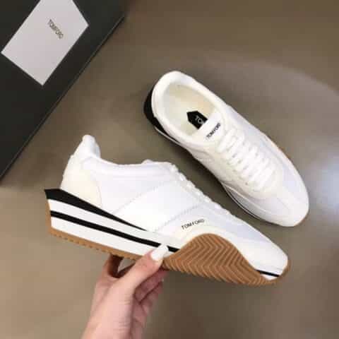 TOMFORD 鞋面头层牛皮撞色男士休闲运动鞋