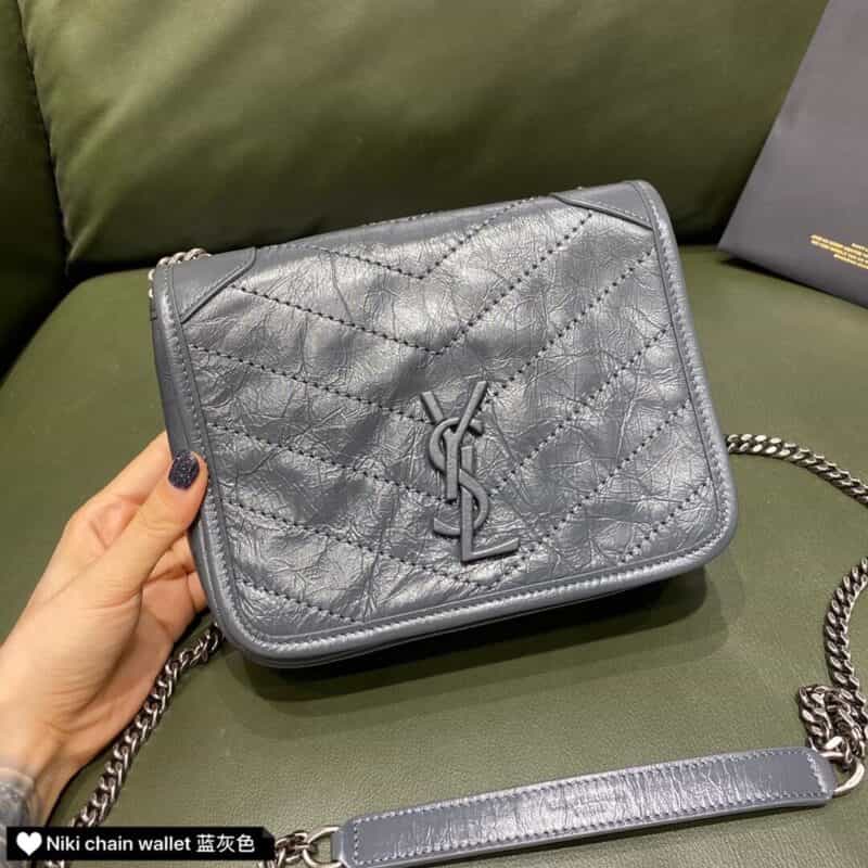 Saint laurent Ysl niki chain wallet小挎包 583103蓝灰色