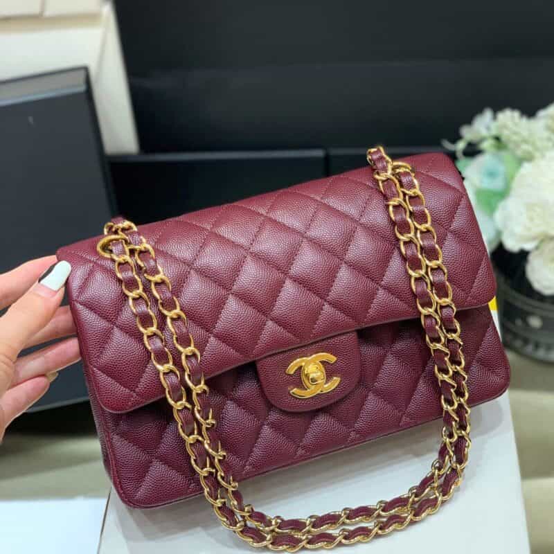 Chanel CF23 Classic flap bag A01113球纹牛皮葡萄紫