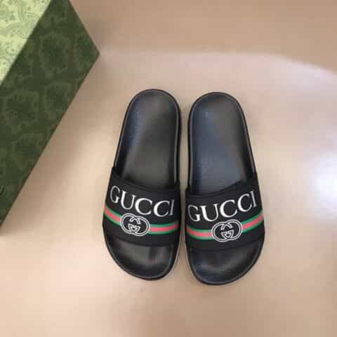 Gucci古驰 GG Blooms印花GG情侣休闲沙滩拖鞋