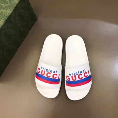 Gucci古驰 GG Blooms印花GG情侣休闲沙滩拖鞋