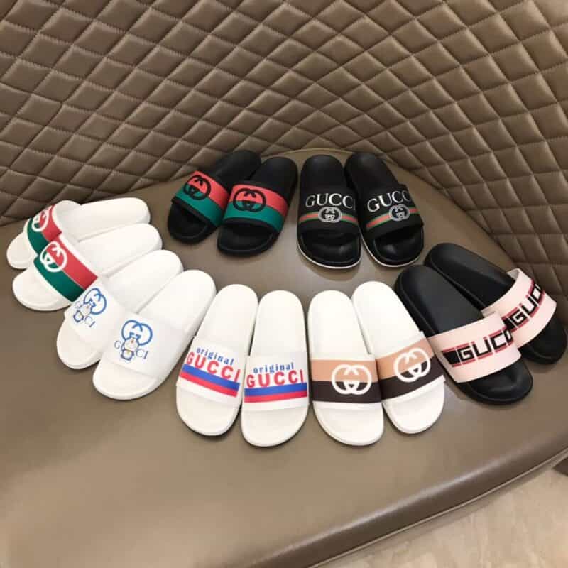 Gucci古驰 GG Blooms印花GG情侣休闲沙滩拖鞋