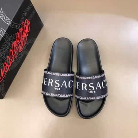 Versace范思哲 鞋面为3D打印牛皮经典男士拖鞋