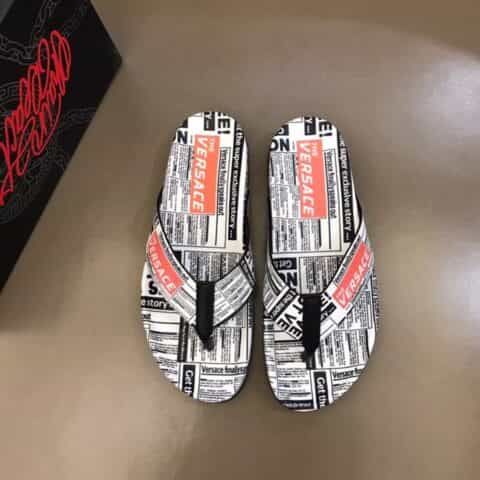 Versace范思哲 鞋面为3D打印牛皮经典男士拖鞋