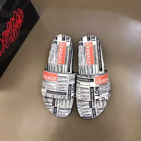 Versace范思哲 鞋面为3D打印牛皮经典男士拖鞋