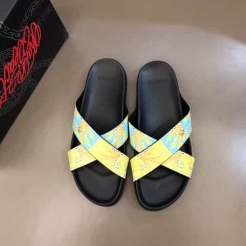 Versace范思哲 鞋面为3D打印牛皮经典男士拖鞋