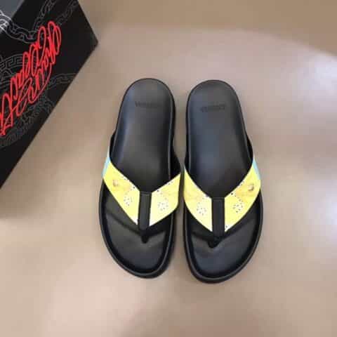 Versace范思哲 鞋面为3D打印牛皮经典男士拖鞋