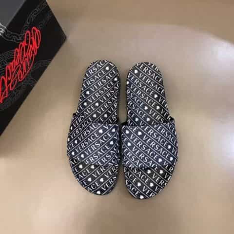 Versace范思哲 鞋面为3D打印牛皮经典男士拖鞋