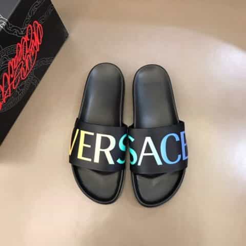 Versace范思哲 鞋面为3D打印牛皮经典男士拖鞋