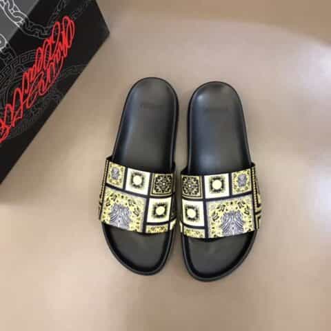 Versace范思哲 鞋面为3D打印牛皮经典男士拖鞋