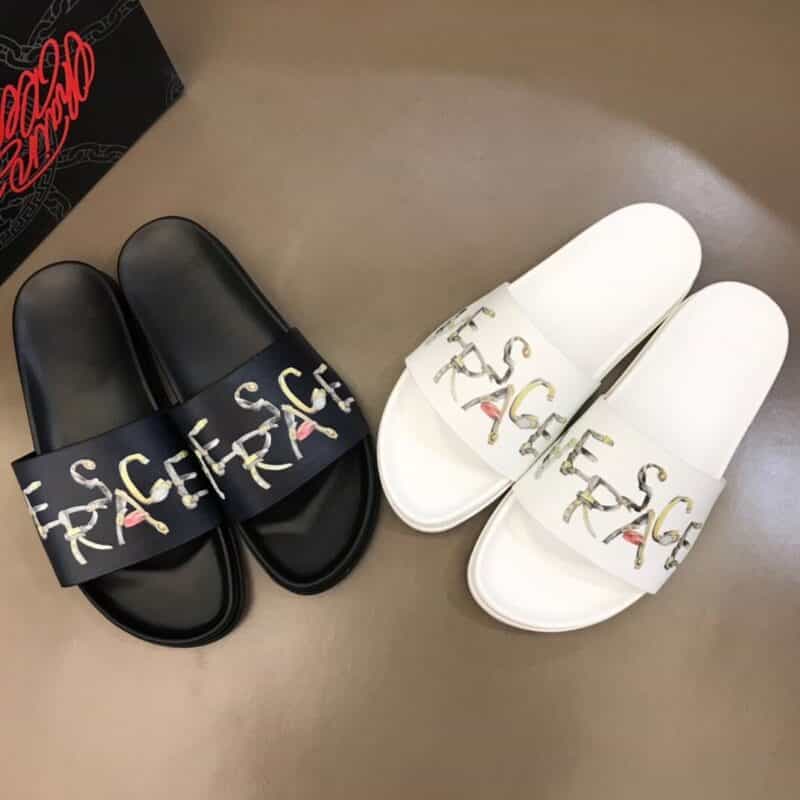 Versace范思哲   鞋面为3D打印牛皮经典男士拖鞋