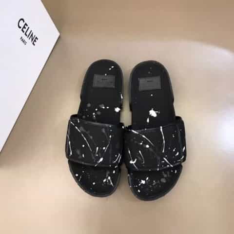 Celine塞琳   鞋面喷墨艺术涂鸦装饰帆布情侣拖鞋