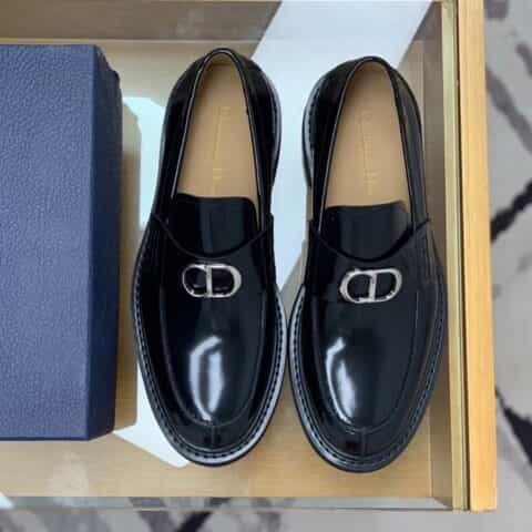 DIOR迪奥   黑色光滑牛皮革精心制作男士乐福鞋