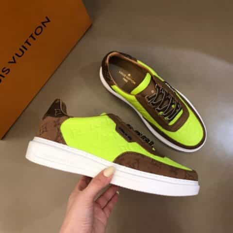 LV/路易威登 采面牛皮拼接印花牛仔帆布Beverly Hills男士运动鞋