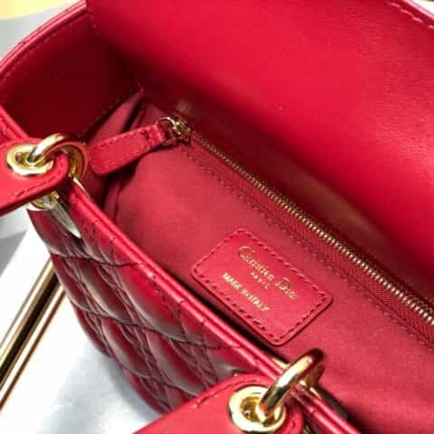 Dior ABC字母款四格戴妃包 2219樱桃红