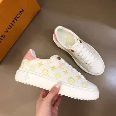 LV/路易威登 小牛皮烘托闪耀金属厚底情侣运动鞋