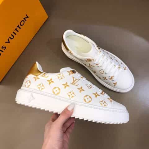 LV/路易威登 小牛皮烘托闪耀金属厚底情侣运动鞋